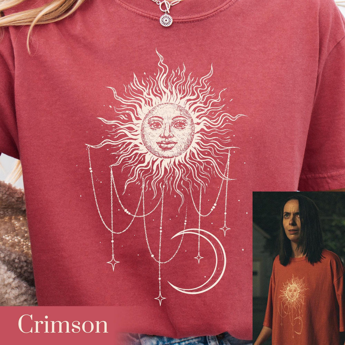 Comfort Colors® Patricia Sun & Moon Bohemian Shirt, Widow's Bay Shirt, The Next Martha's Vineyard, Kate O'Flynn, Vintage Style Celestial