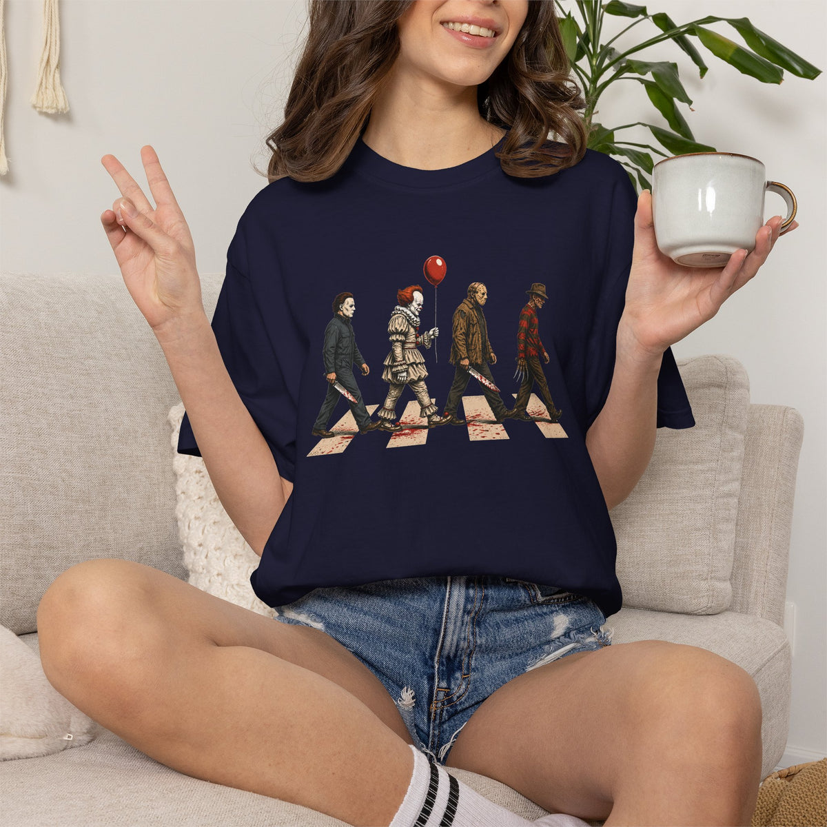 Abbey Road Horror Shirt - Michael Myers, Pennywise, Jason Voorhees, Freddy Krueger