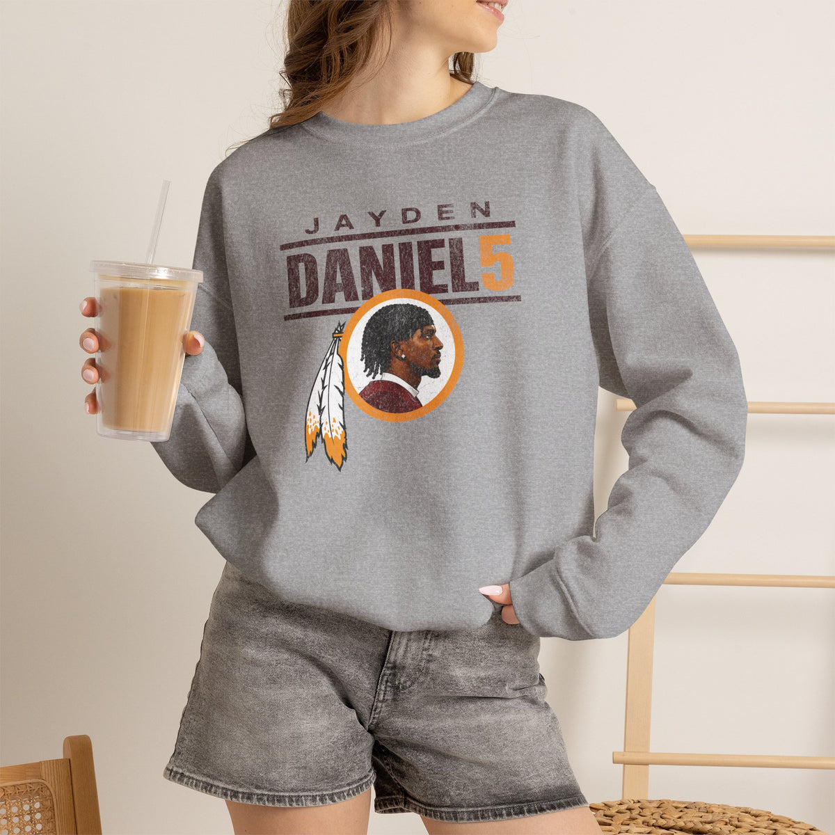 Jayden Daniels Commanders Crewneck Sweatshirt