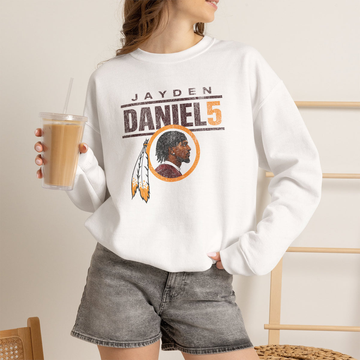 Jayden Daniels Commanders Crewneck Sweatshirt