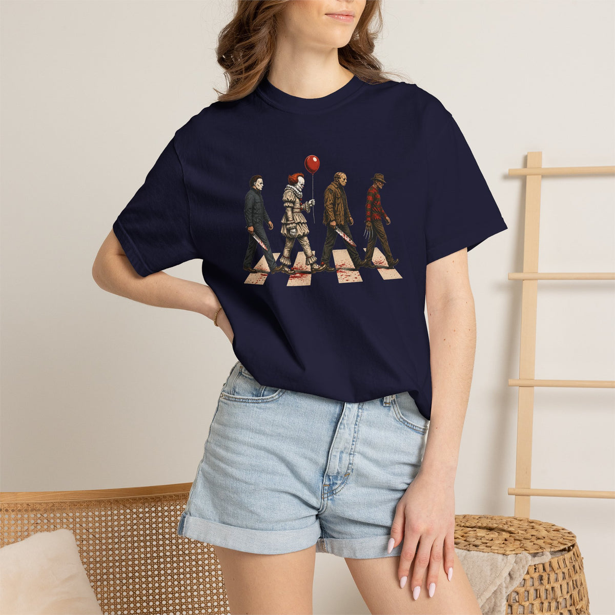 Abbey Road Horror Shirt - Michael Myers, Pennywise, Jason Voorhees, Freddy Krueger