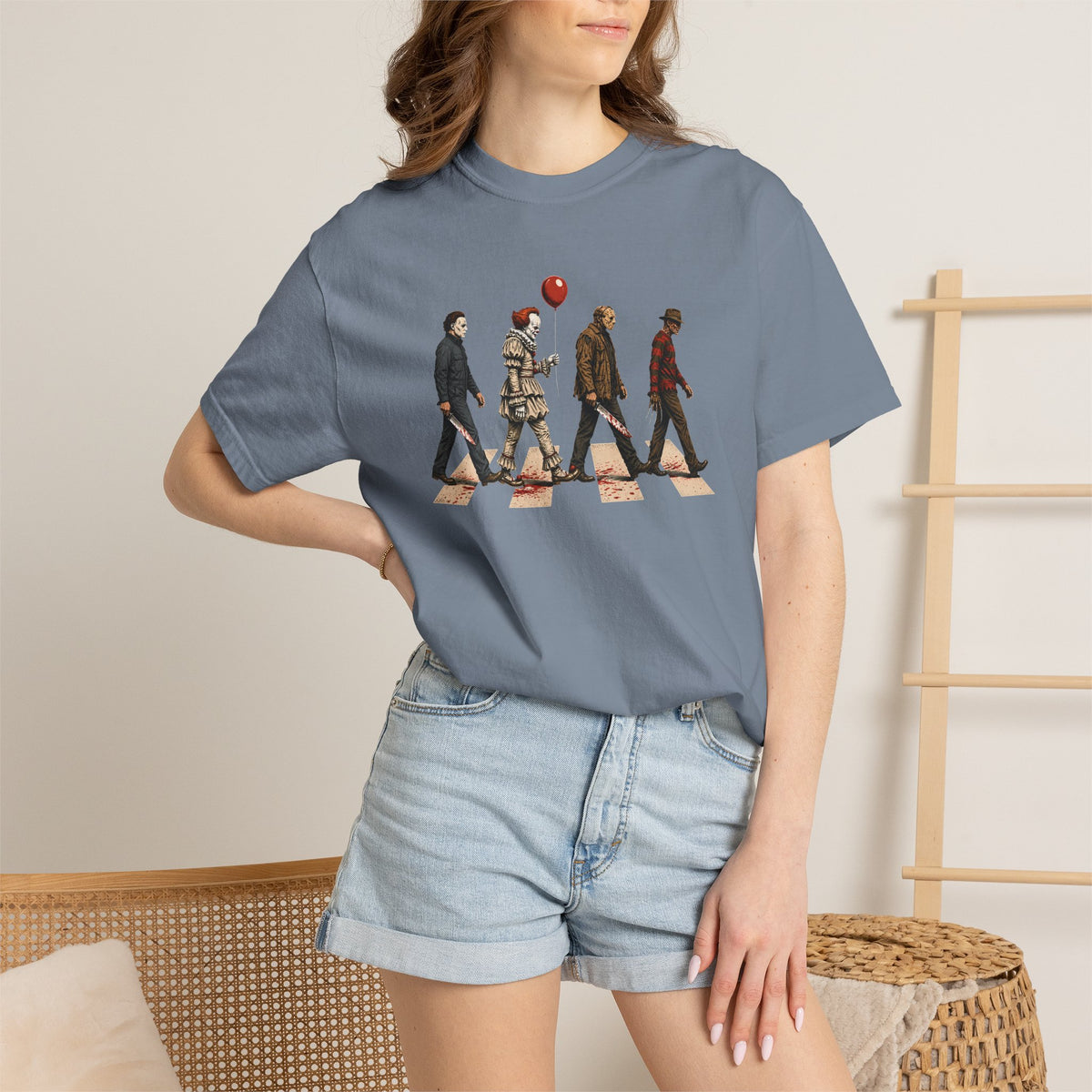Abbey Road Horror Shirt - Michael Myers, Pennywise, Jason Voorhees, Freddy Krueger