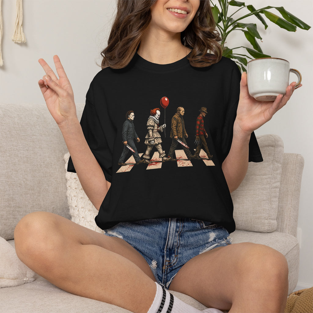Abbey Road Horror Shirt - Michael Myers, Pennywise, Jason Voorhees, Freddy Krueger