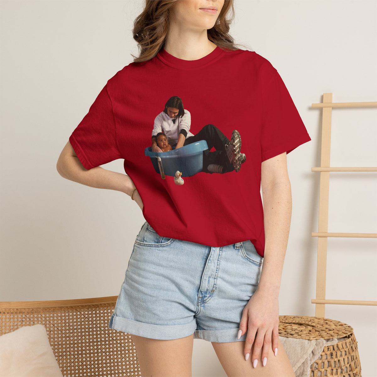 Leo Messi Bathing Baby Lamine Yamal Shirt