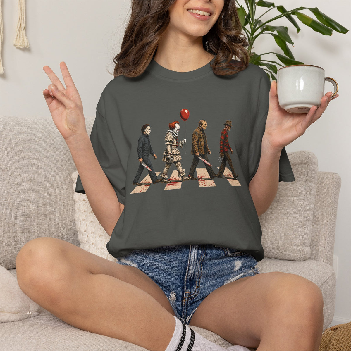 Abbey Road Horror Shirt - Michael Myers, Pennywise, Jason Voorhees, Freddy Krueger
