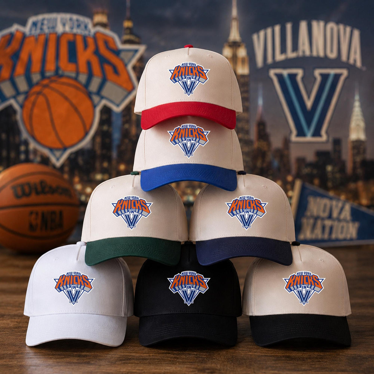Customizable Knicks in Five Embroidered Hat, Villanova Knicks Hat, Nova Knicks Cap, Knicks NBA Champions 2026 Hat, Knicks in V Hat, New York